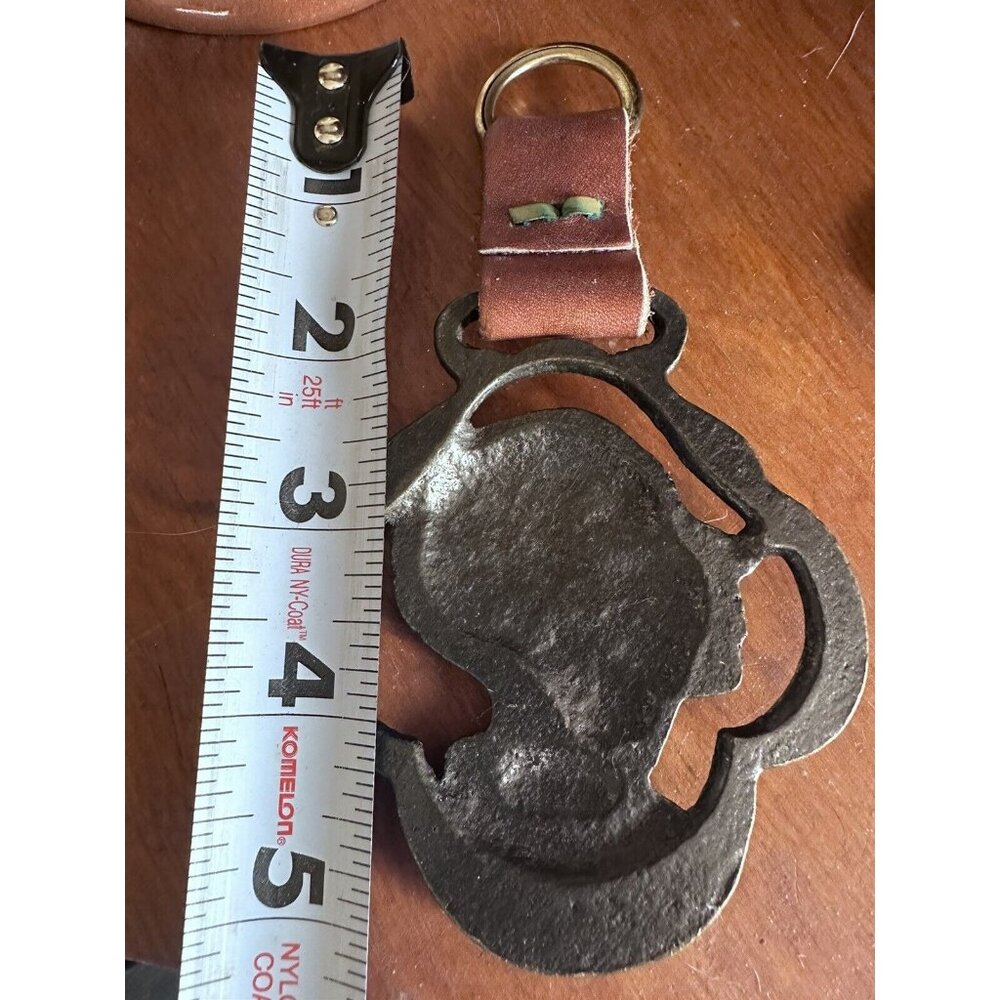 English Charles Dickens Winkle Harness Brass Horse Medallion Leather Strap - Picture 6 of 7